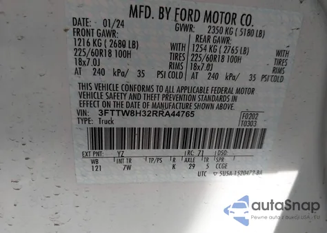 2024 Ford Maverick Xlt z USA, uszkodzony, nr VIN 3FTTW8H32RRA44765